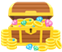 2D image of a open treasure chest, full of gold